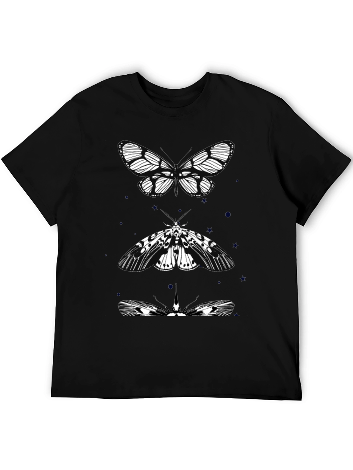 Black Butterfly & Moth Graphic Tee - Black Cotton Blend view 5