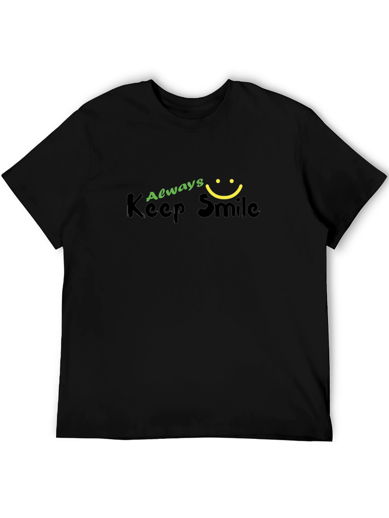 Black Always Keep Smile Graphic Black T-Shirt view 5