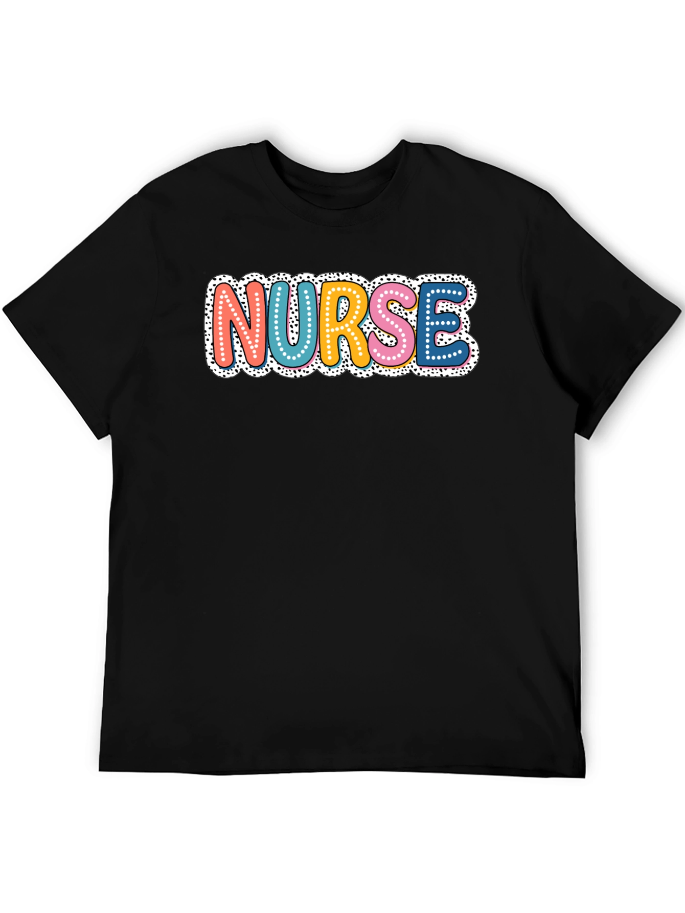 Black Colorful Nurse T-Shirt - Novelty Graphic Tee view 5