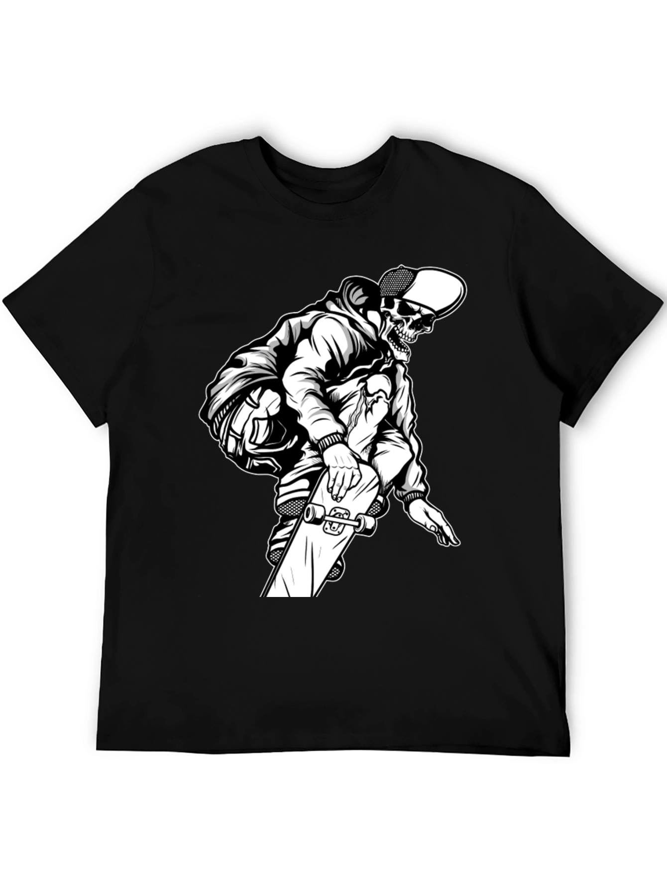 Black Skateboard Skeleton Graphic T-Shirt view 5