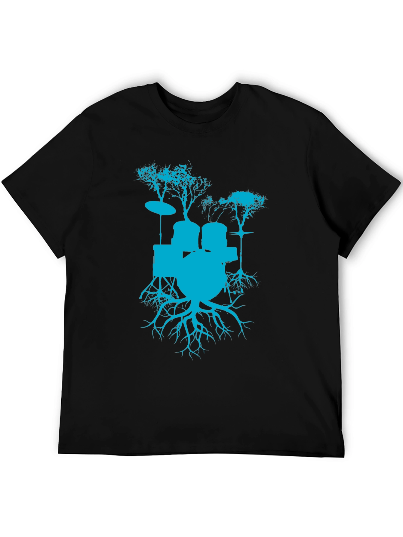 Black Drum Set Tree Graphic T-Shirt - Rock Band Tee view 5