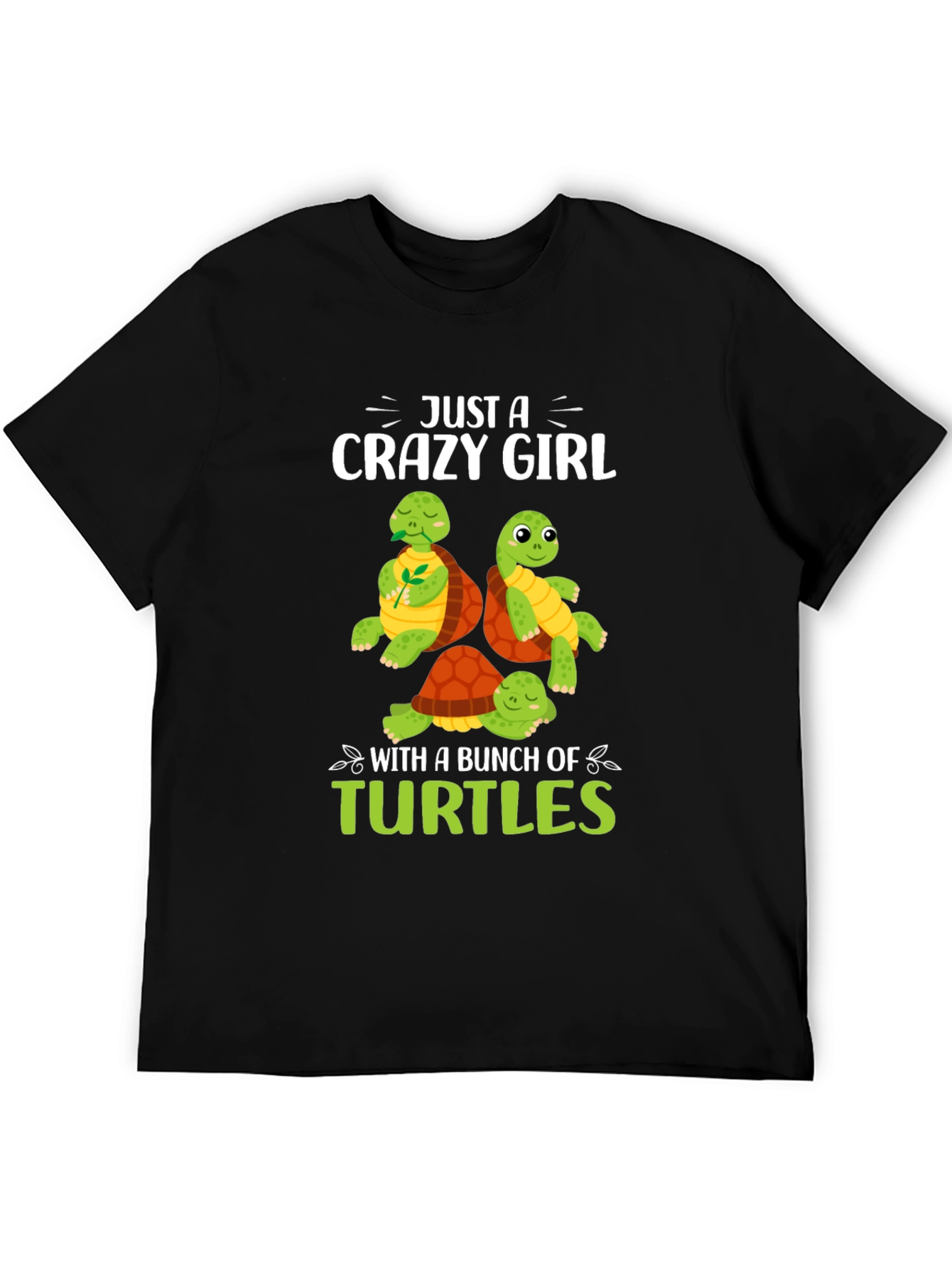 Black Crazy Girl Turtles Graphic Tee view 5