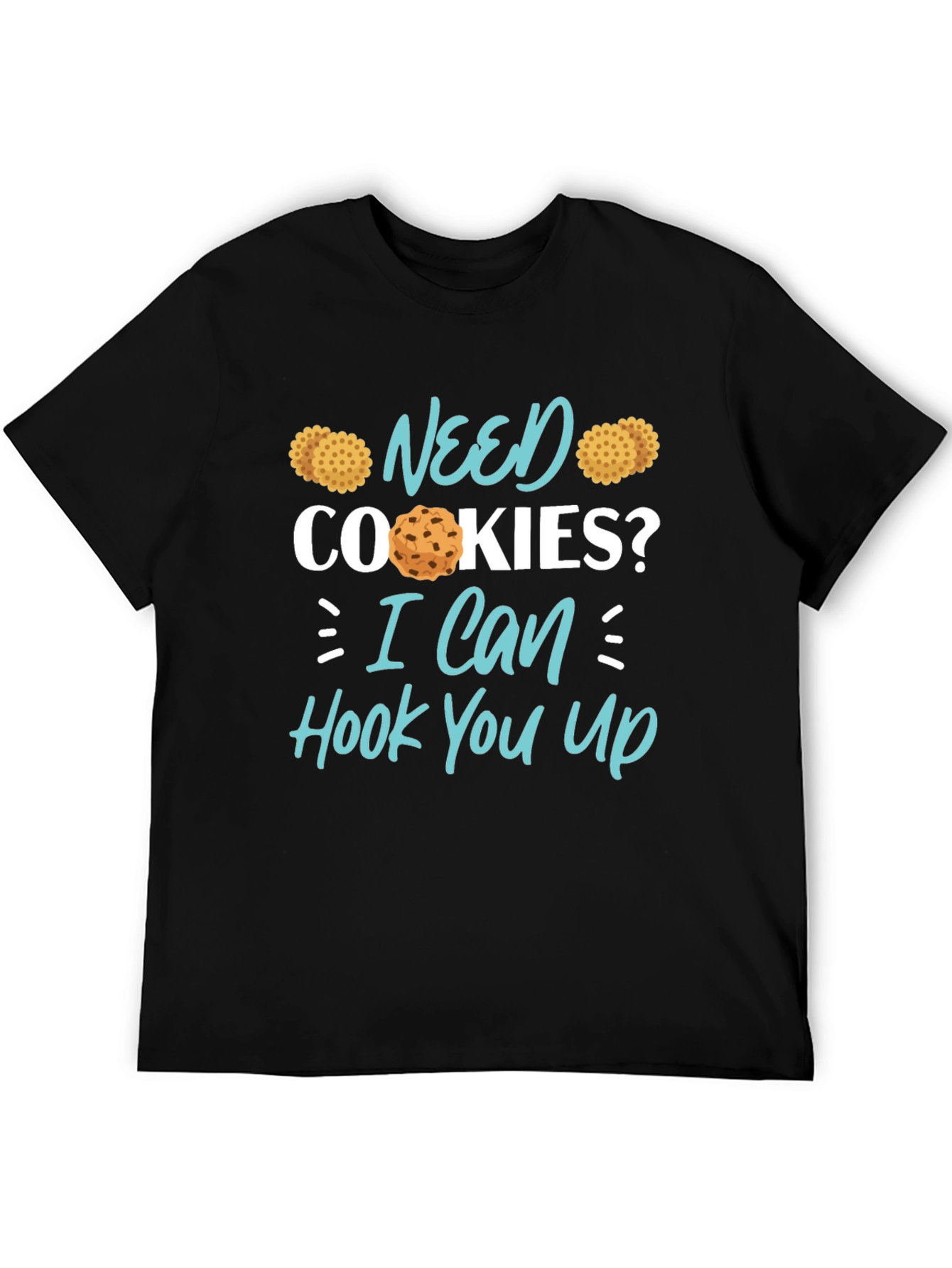 Black Need Cookies? Black Cotton Graphic T-Shirt view 5