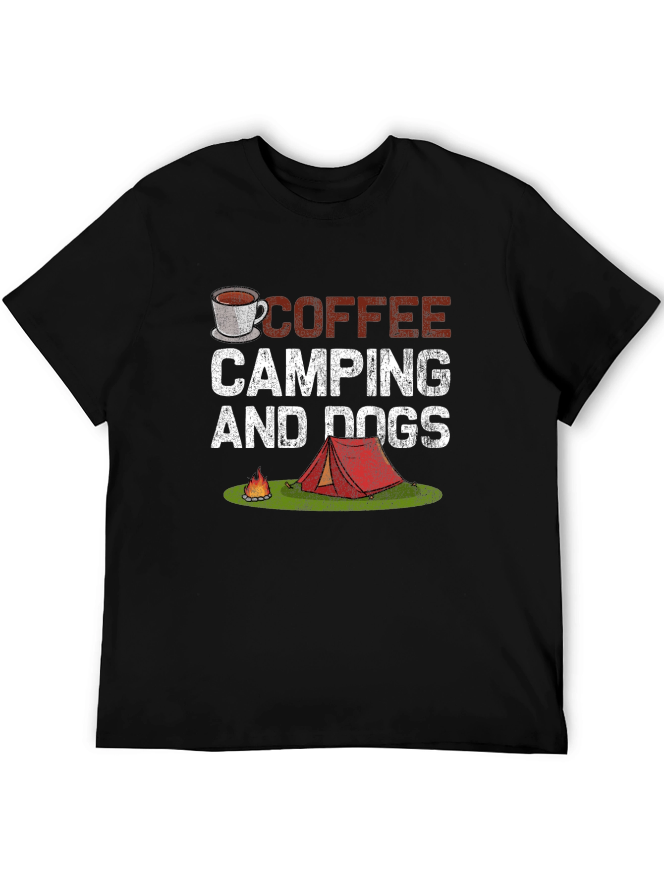 Black Coffee Camping Dogs T-Shirt - Outdoor Adventure Tee view 5