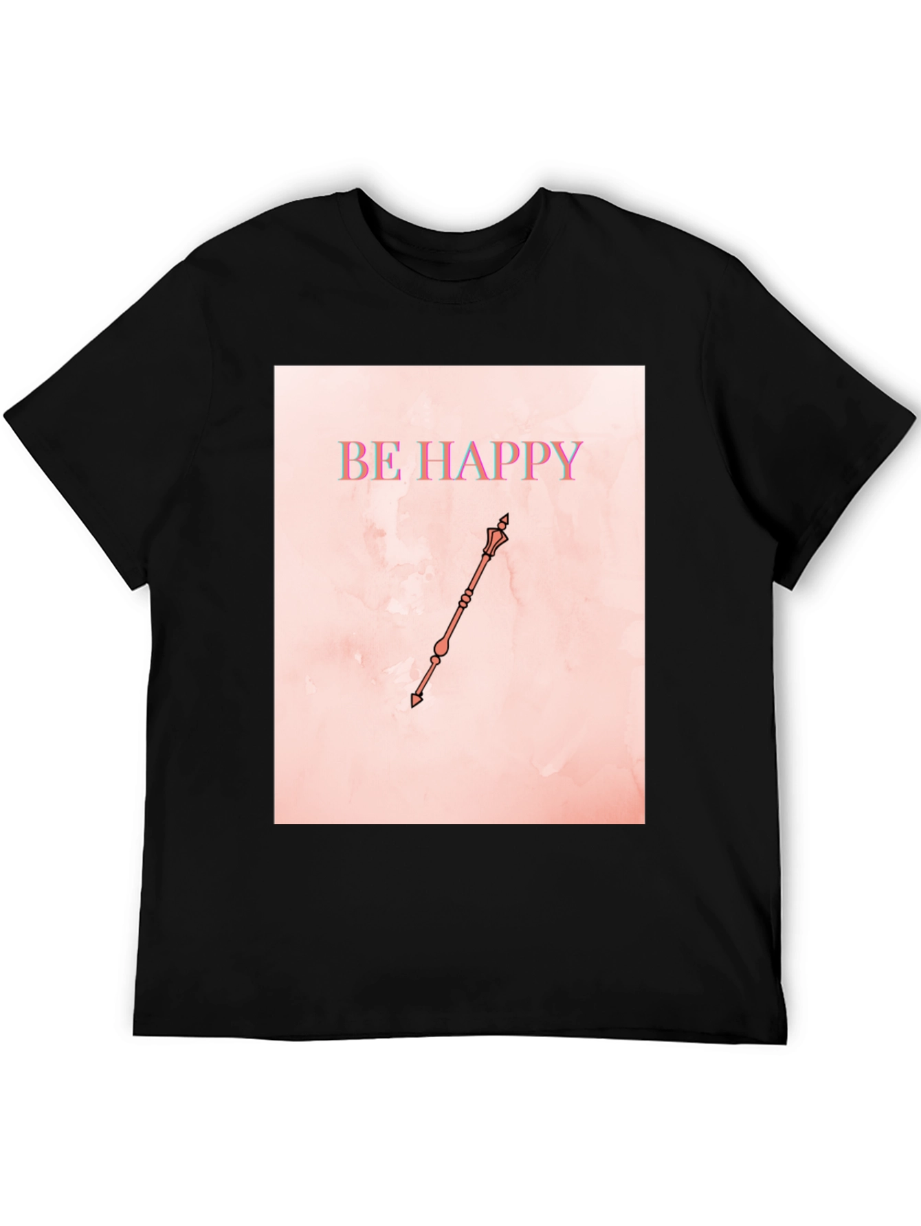 Black Be Happy Graphic T-Shirt view 5