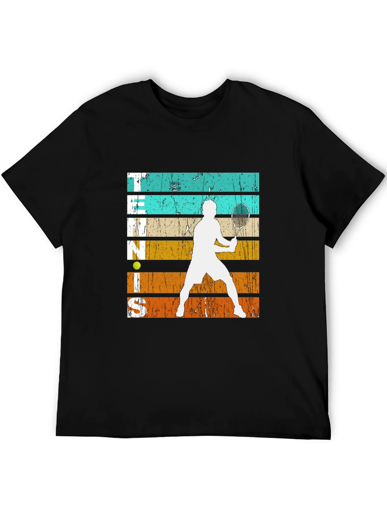 Black Vintage Tennis Player Graphic T-Shirt view 5