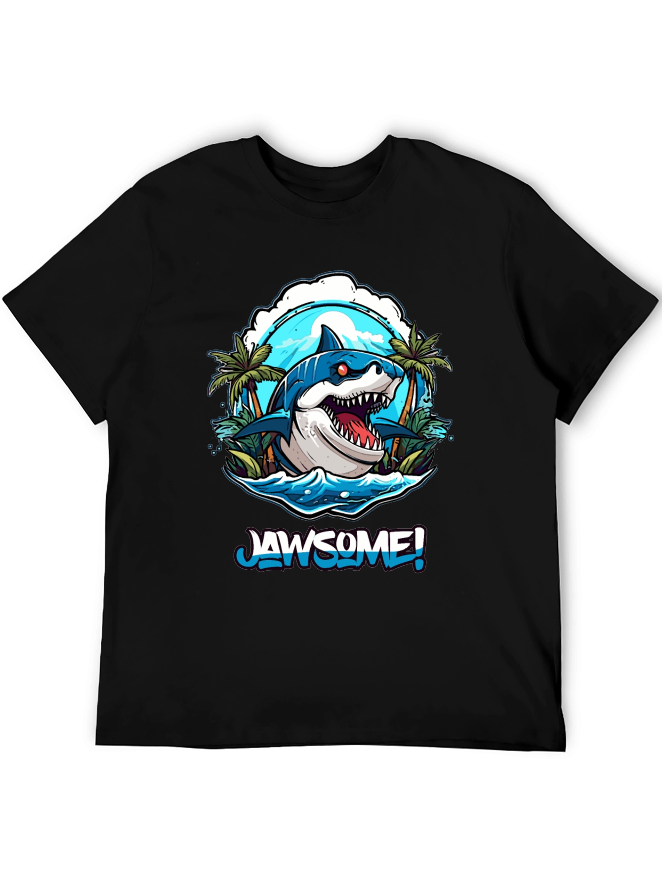 Black Jawsome Shark Graphic Tee - Men's Black T-Shirt view 5