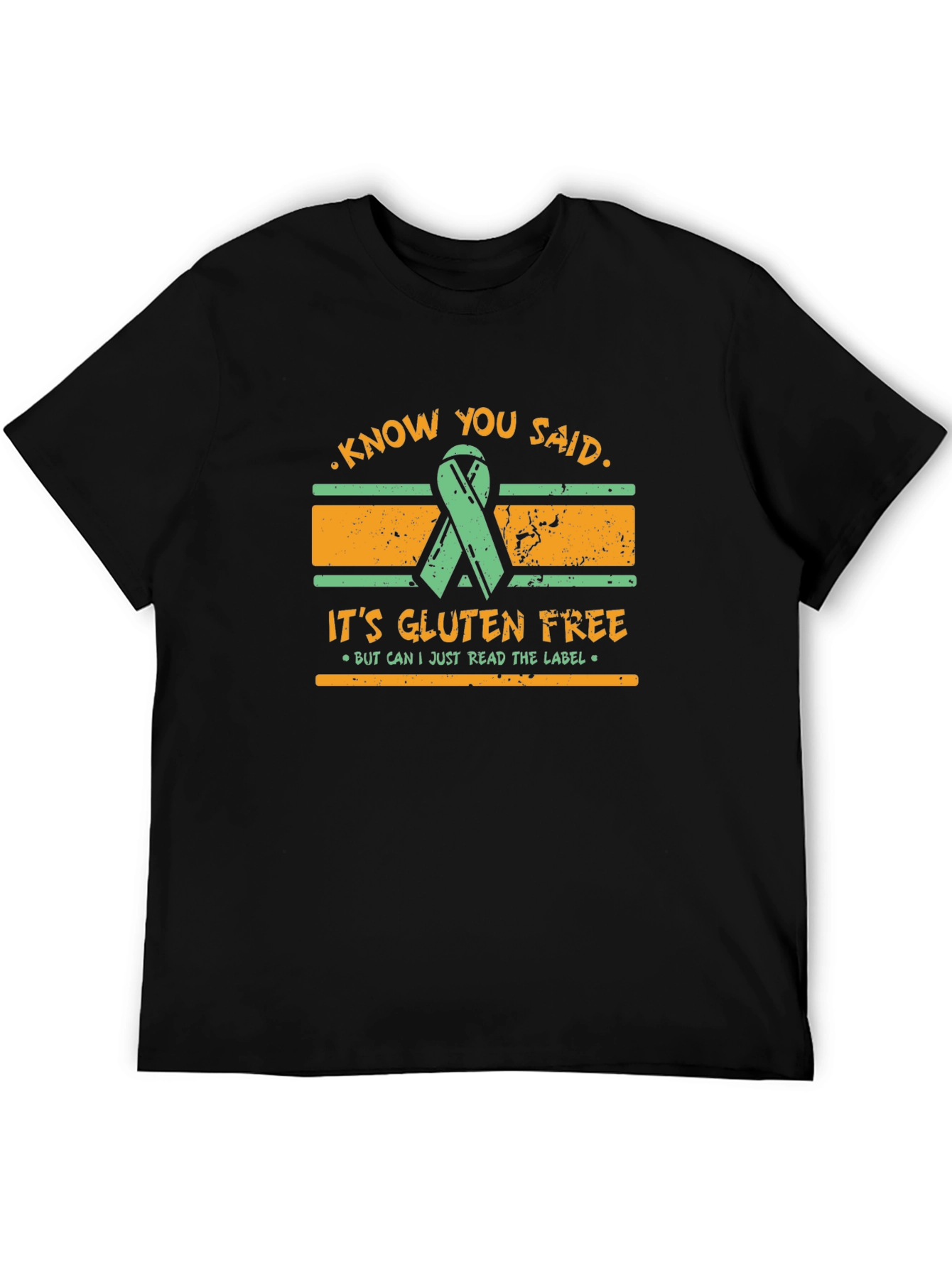 Black Gluten Free T-Shirt: Can I Read The Label Funny Tee view 5