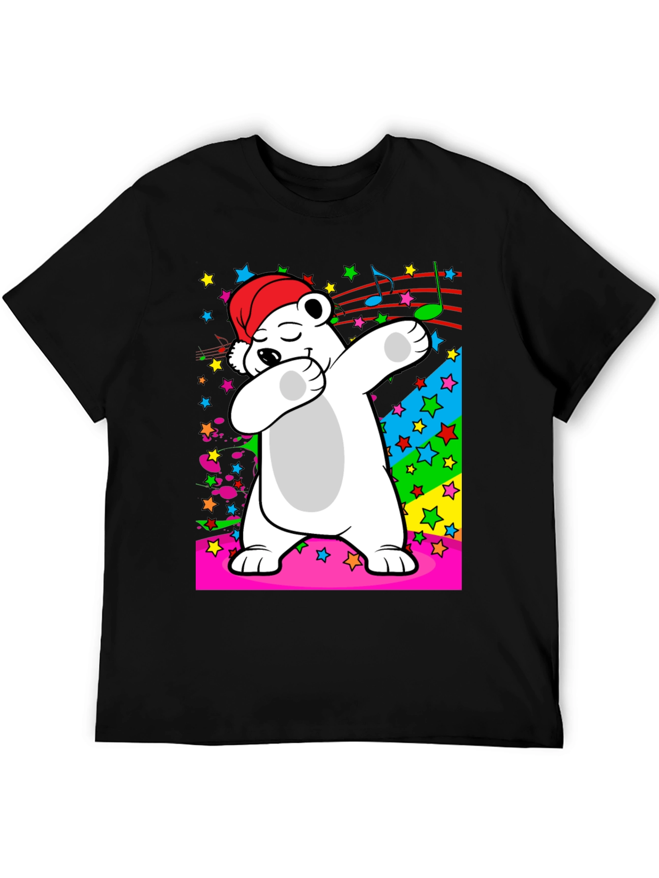 Black Dabbing Polar Bear T-Shirt - Fun Graphic Tee view 5