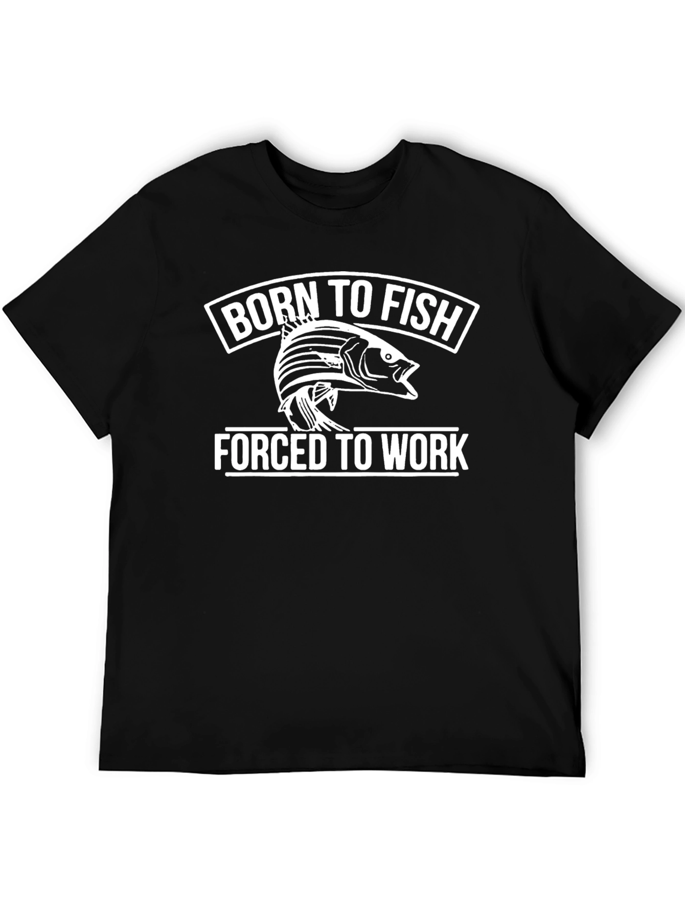 Black Born to Fish Black Graphic T-Shirt view 5