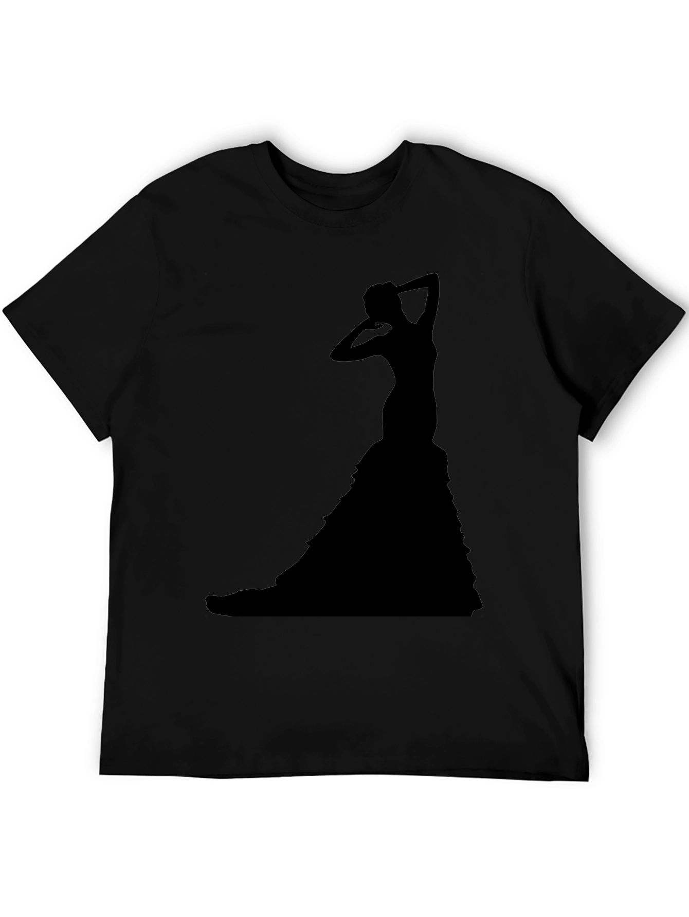 Black Elegant Silhouette Graphic T-Shirt - Black view 5