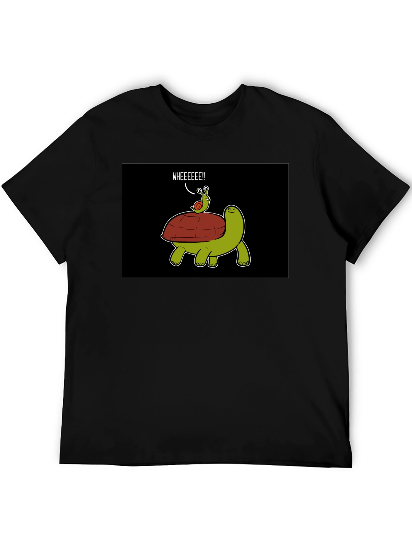 Black Funny Snail Riding Turtle T-Shirt view 5