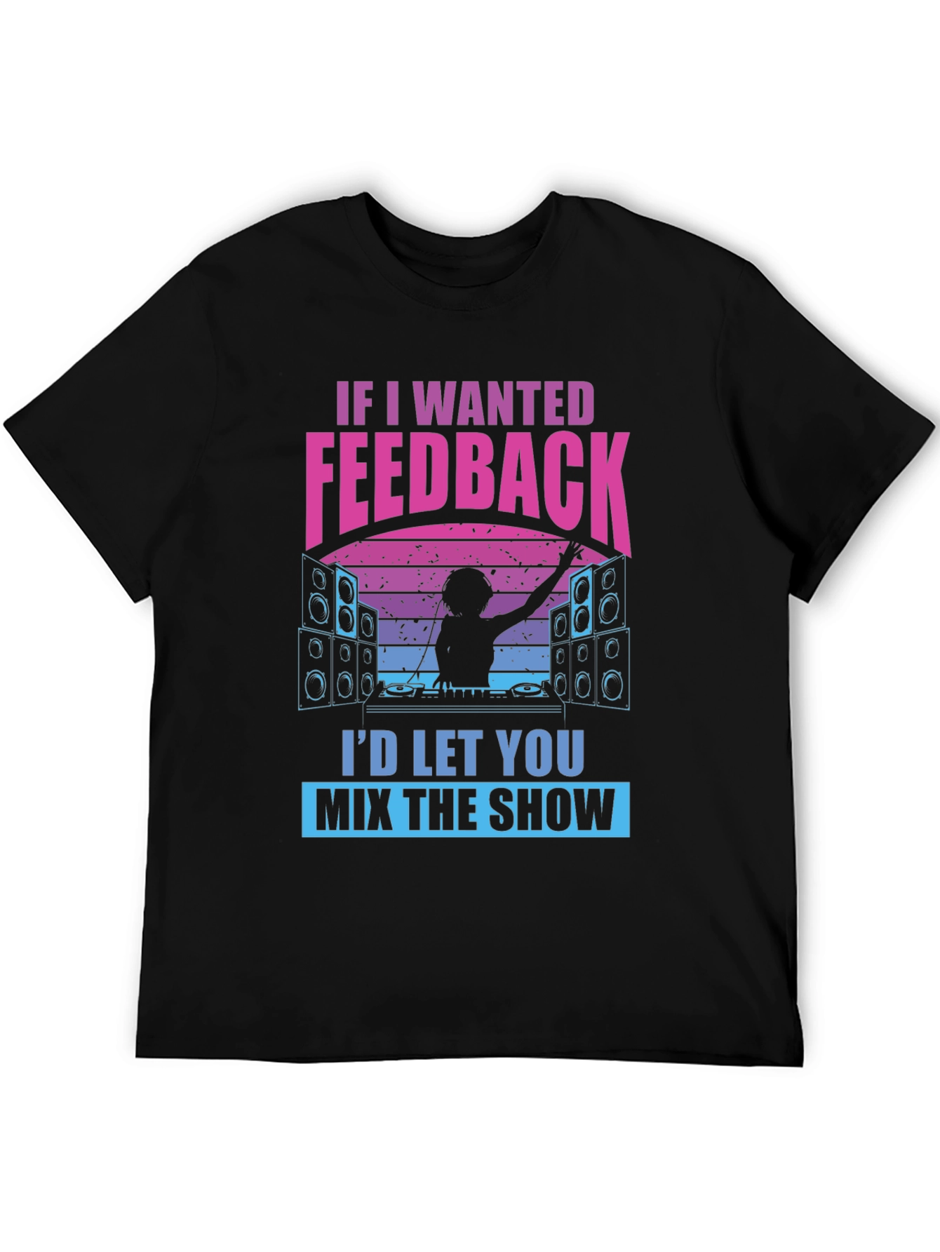 Black DJ Feedback Graphic Tee - Funny Music Mixer Shirt view 5