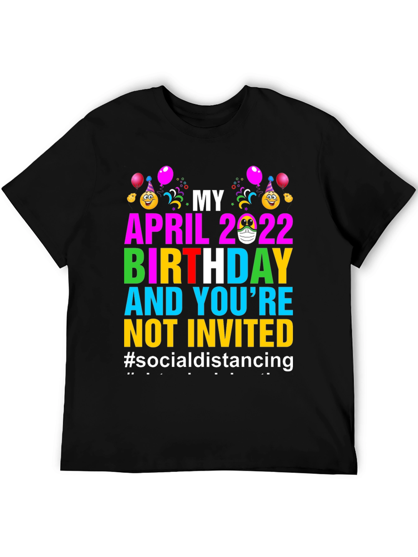 Black Funny Social Distancing Birthday T-Shirt view 5