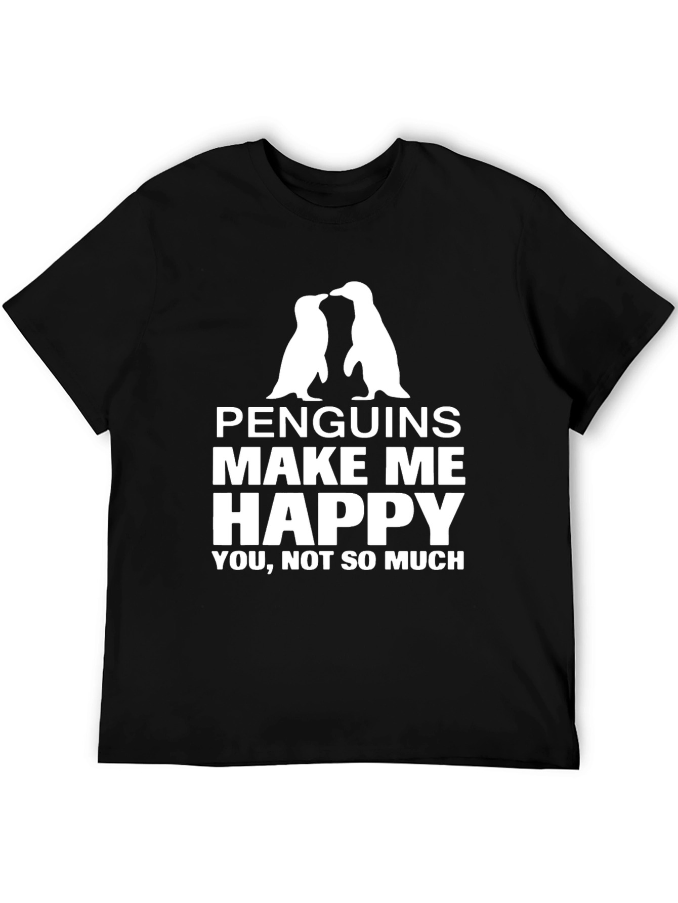 Black Penguin Lover T-Shirt: Penguins Make Me Happy Graphic Tee view 5