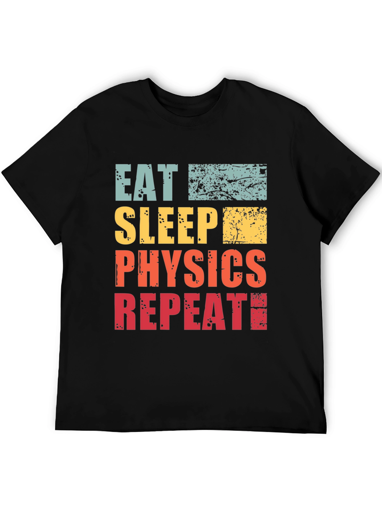 Black Eat Sleep Physics Repeat T-Shirt - Black Cotton Tee view 5