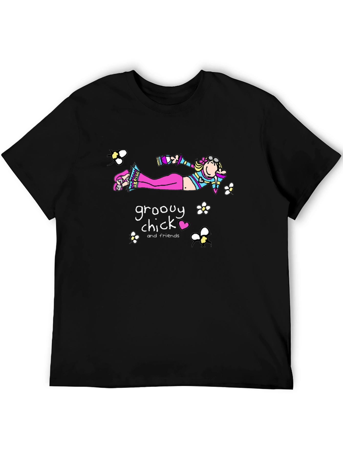 Black Groovy Chick Black Cotton Tee view 5