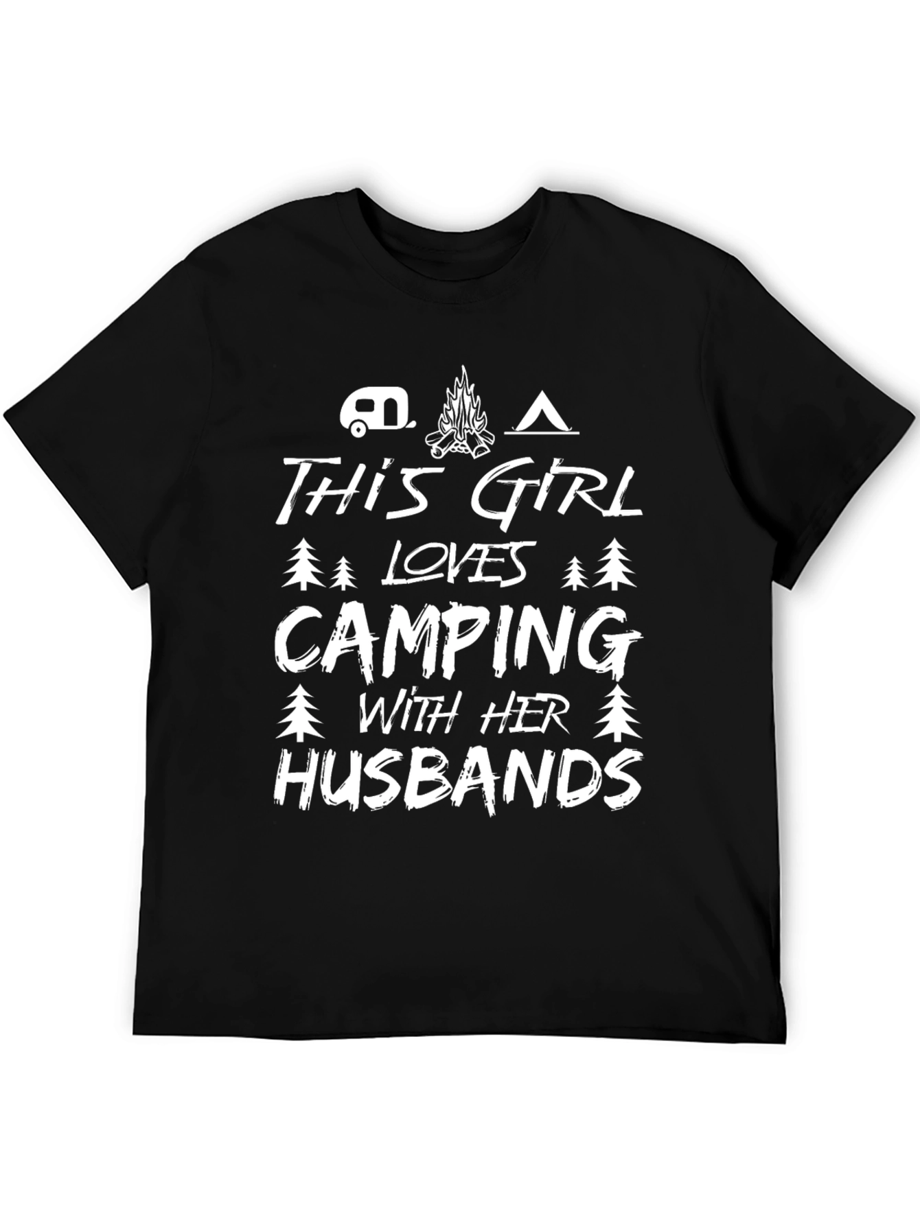 Black Camping Girl T-Shirt - Love My Husbands! view 5