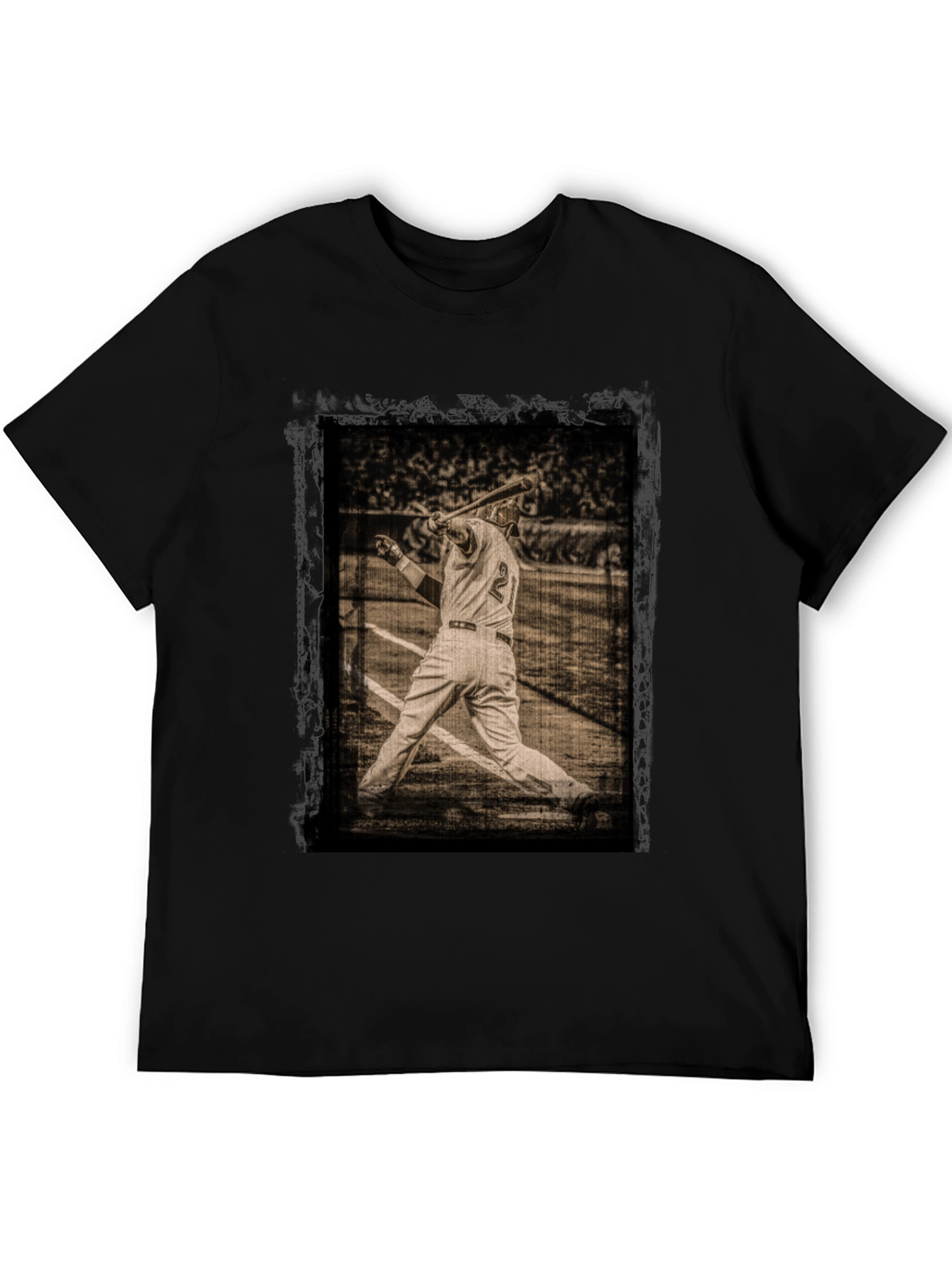 Black Vintage Baseball Player Graphic Tee view 5