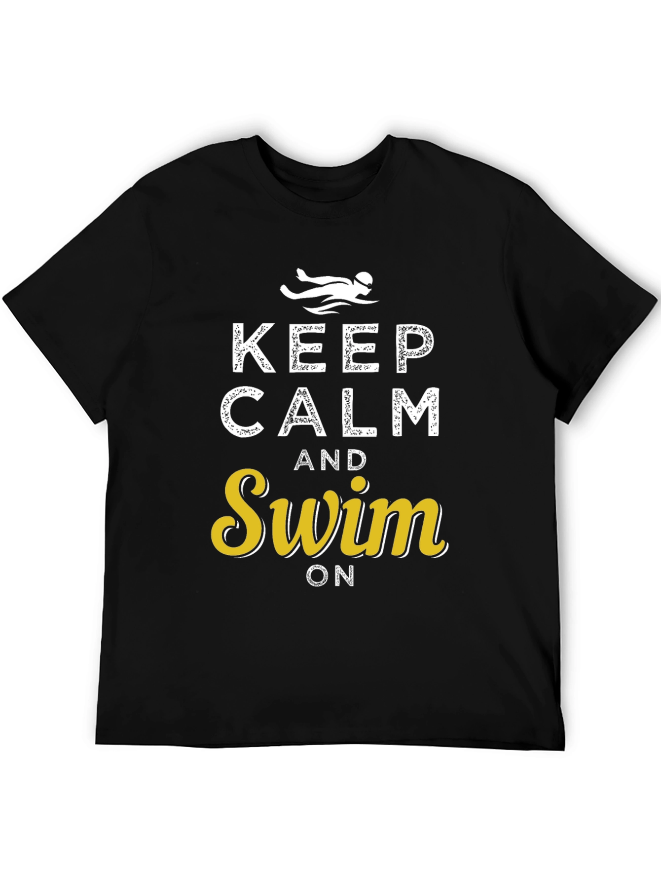 Black Keep Calm and Swim On Graphic Tee view 5