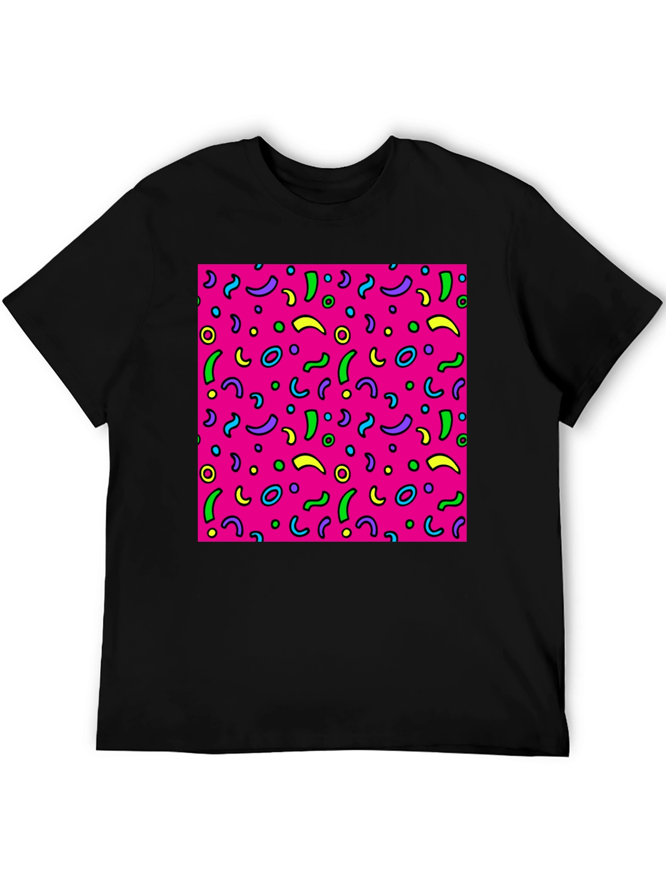 Black Retro 90s Pattern T-Shirt view 5