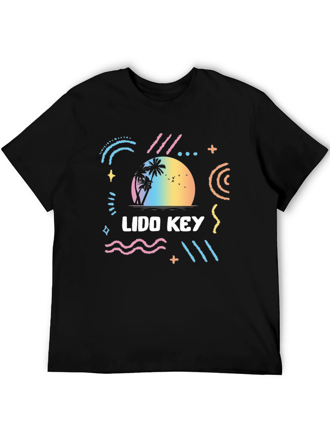 Black Lido Key Graphic Tee - Retro Beach Vibes view 5