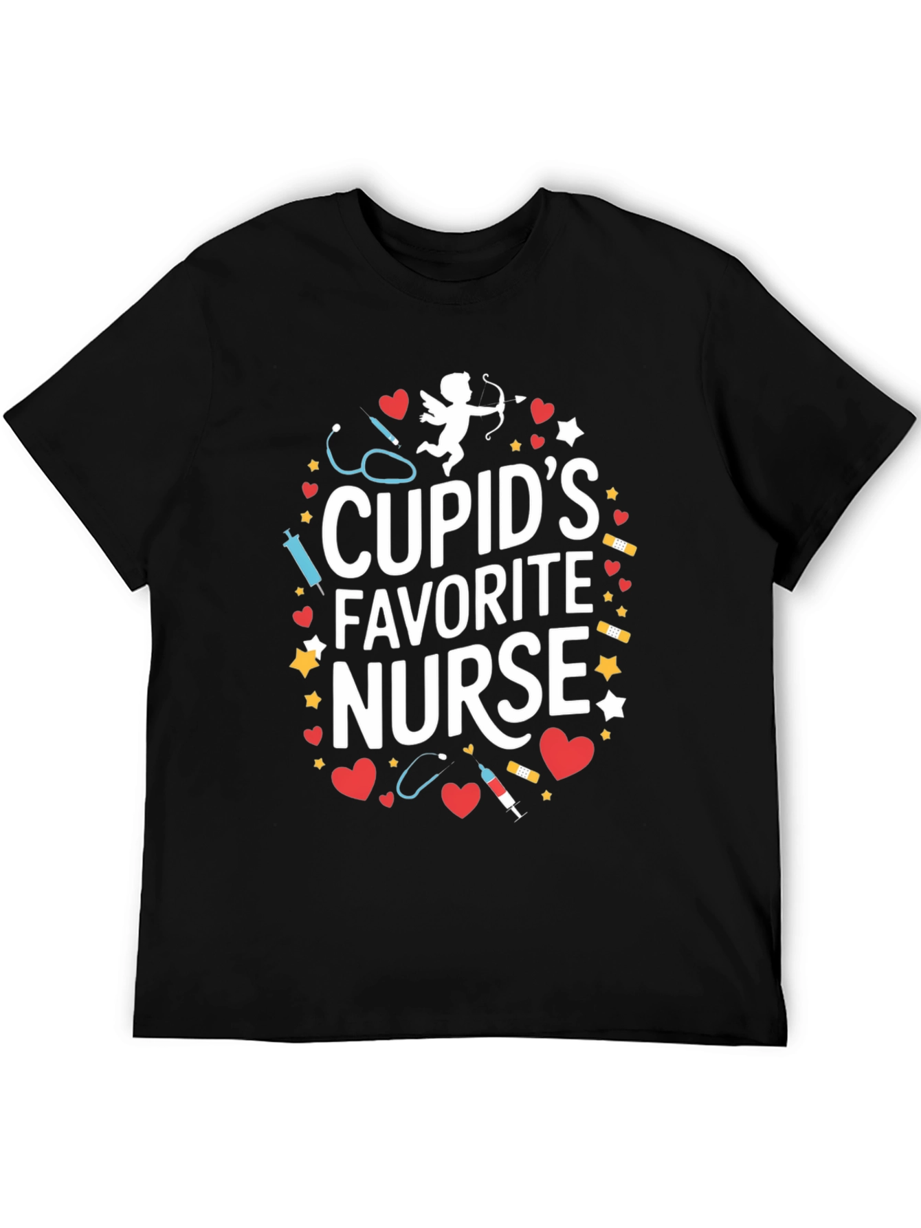 Black Cupid's Favorite Nurse T-Shirt - Valentine's Day view 5