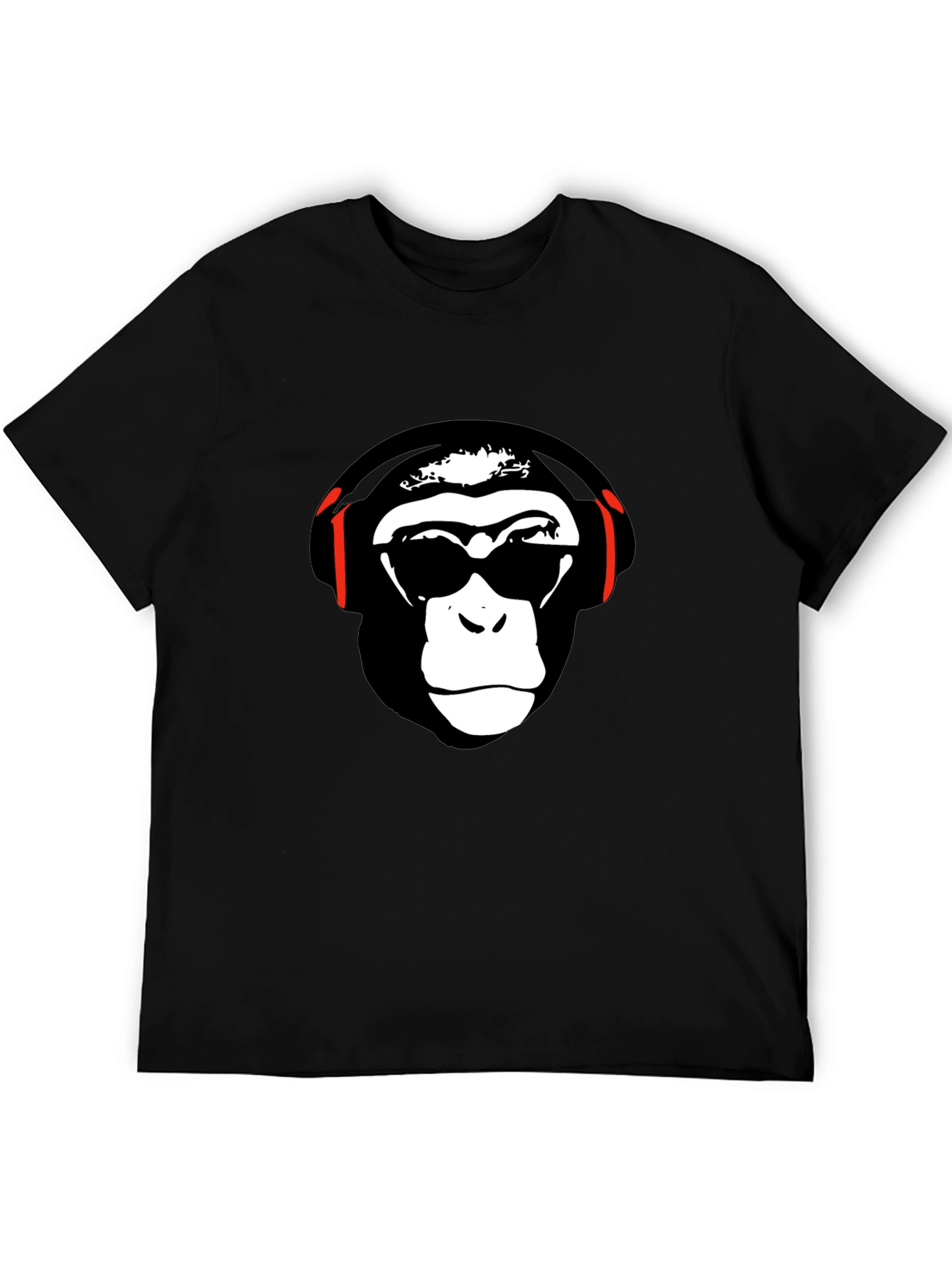 Black Cool Monkey Graphic Tee - Black Short Sleeve T-Shirt view 5