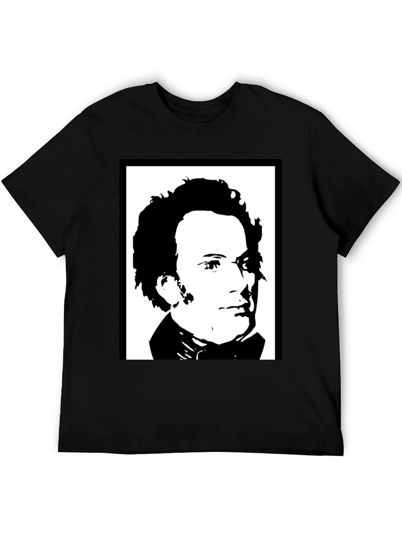 Black Black T-Shirt with Portrait Print view 5