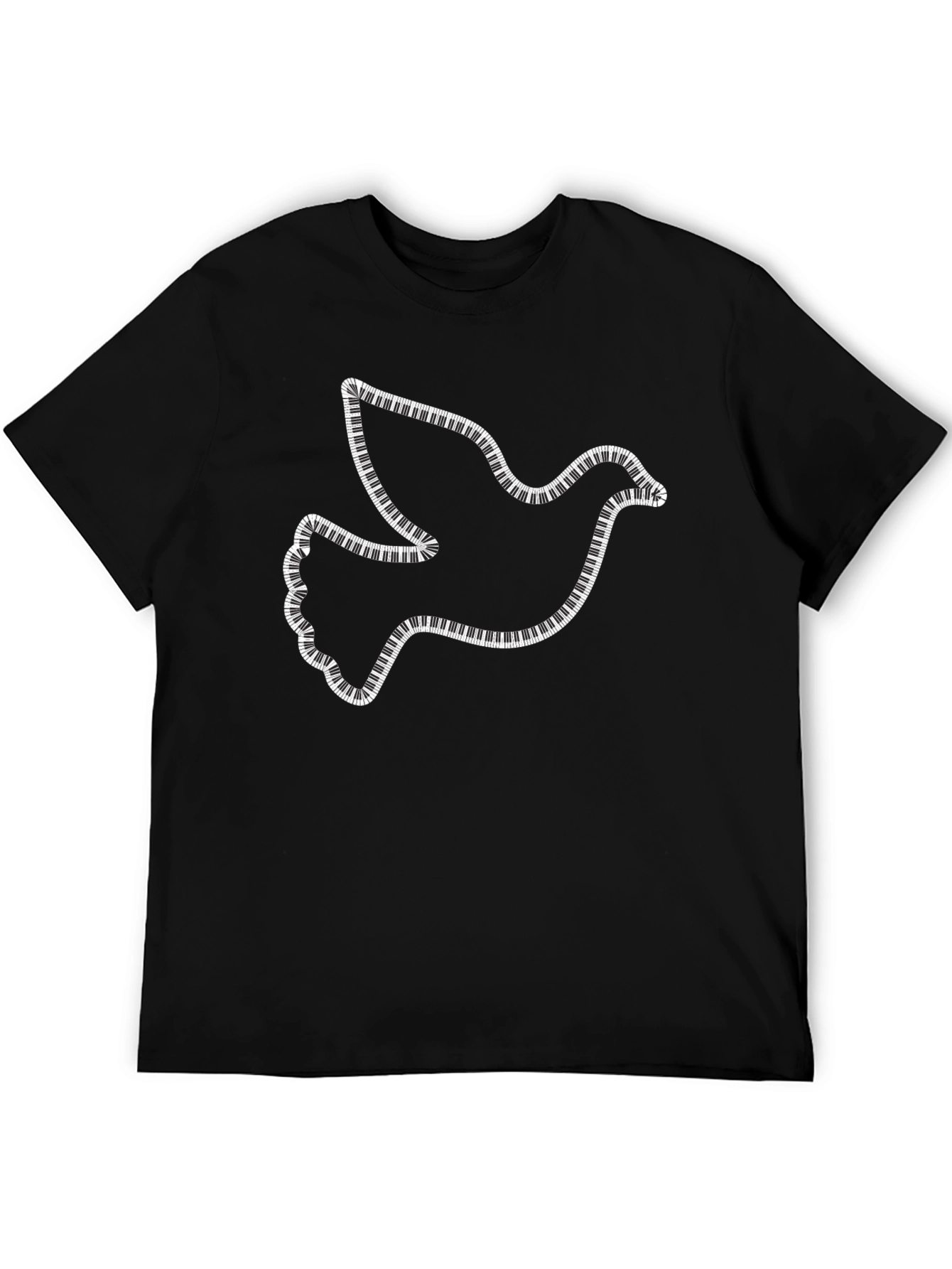 Black Dove Piano Keys Black T-Shirt view 5