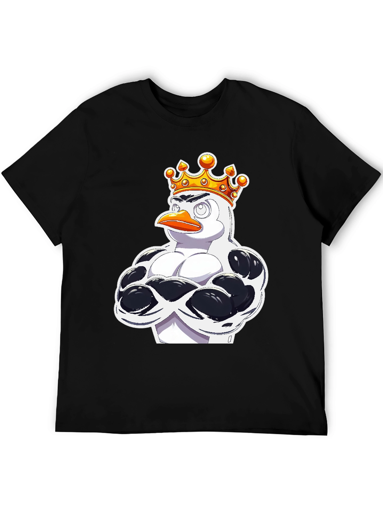 Black Penguin King Graphic T-Shirt - Black Cotton Tee view 5
