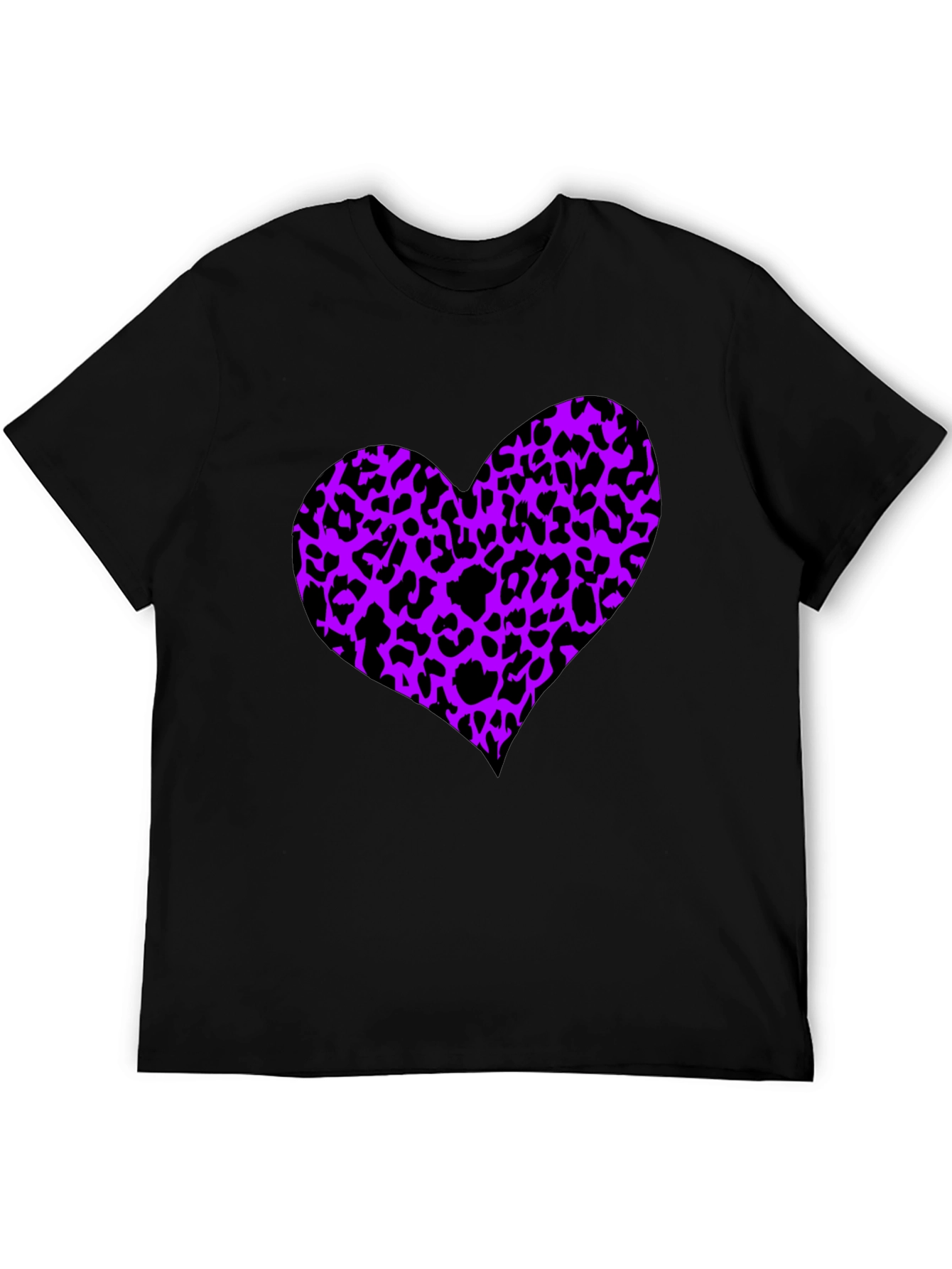 Black Leopard Print Heart Tee - Trendy Graphic T-Shirt view 5