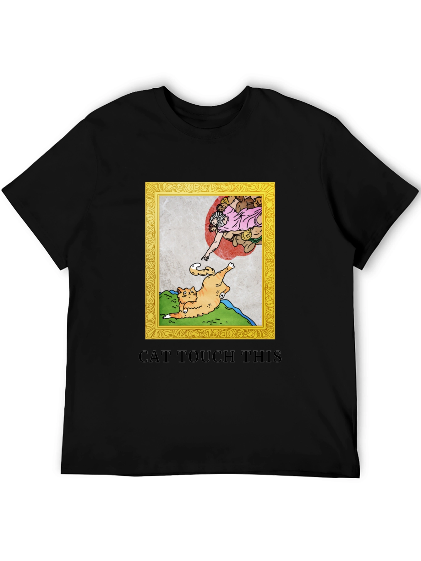 Black Cat Touch This T-Shirt Funny Michelangelo Spoof view 5