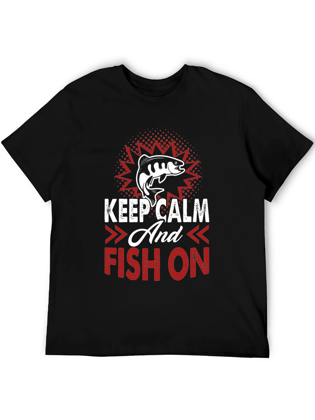 Black Keep Calm and Fish On T-Shirt view 5