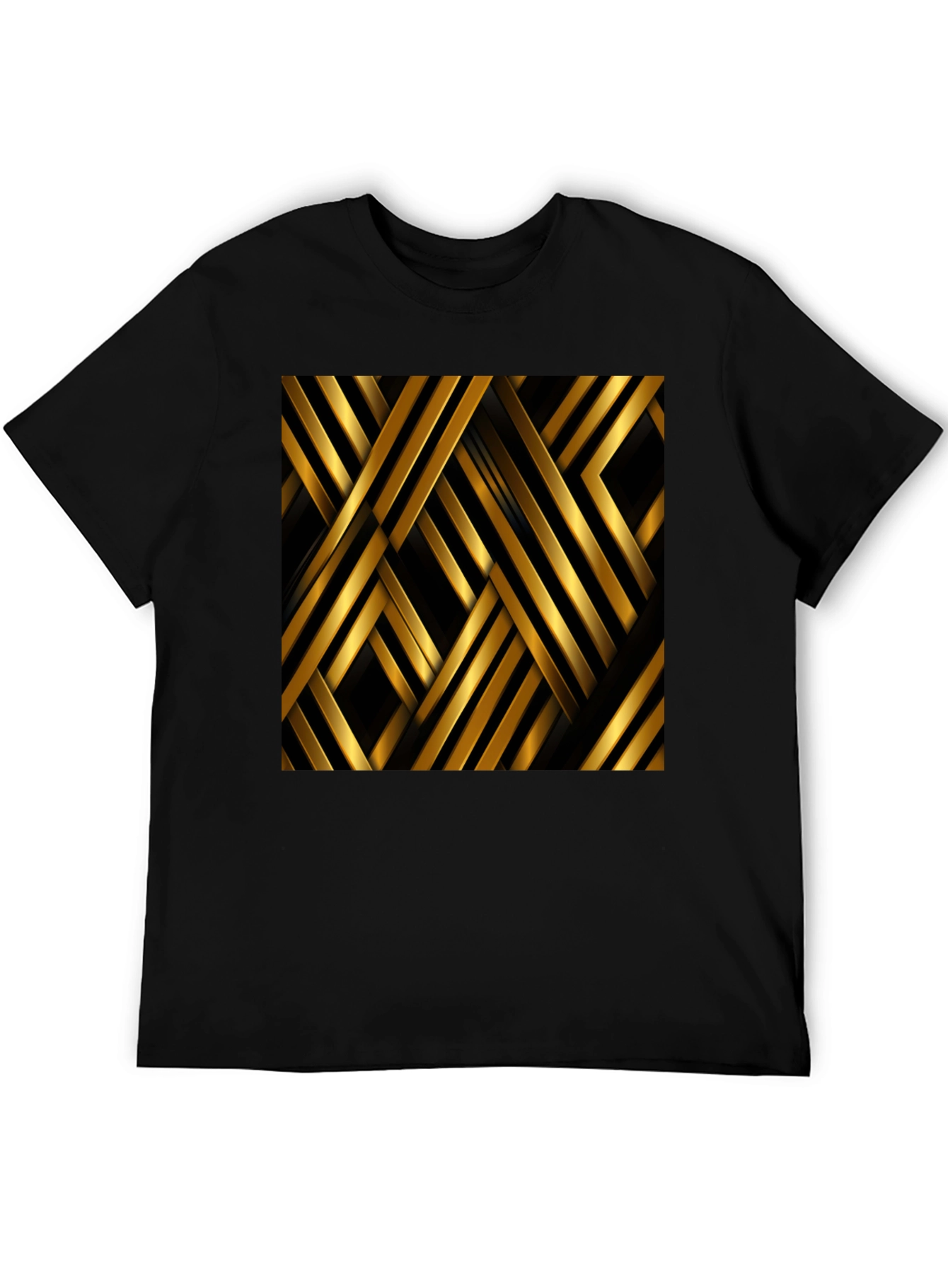Black Geometric Gold Stripes T-Shirt view 5