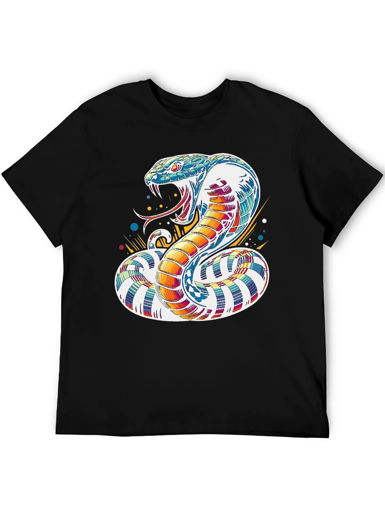 Colorful Cobra Graphic Tee - Men's Black T-Shirt - 5