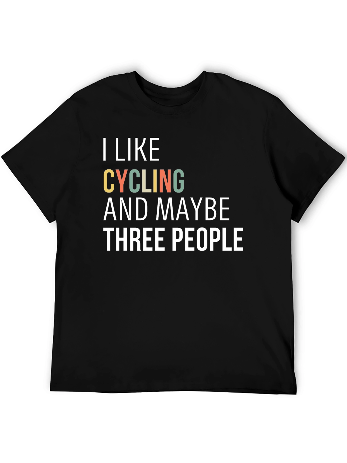 Black Funny Cycling Graphic T-Shirt - "I Like Cycling" view 5