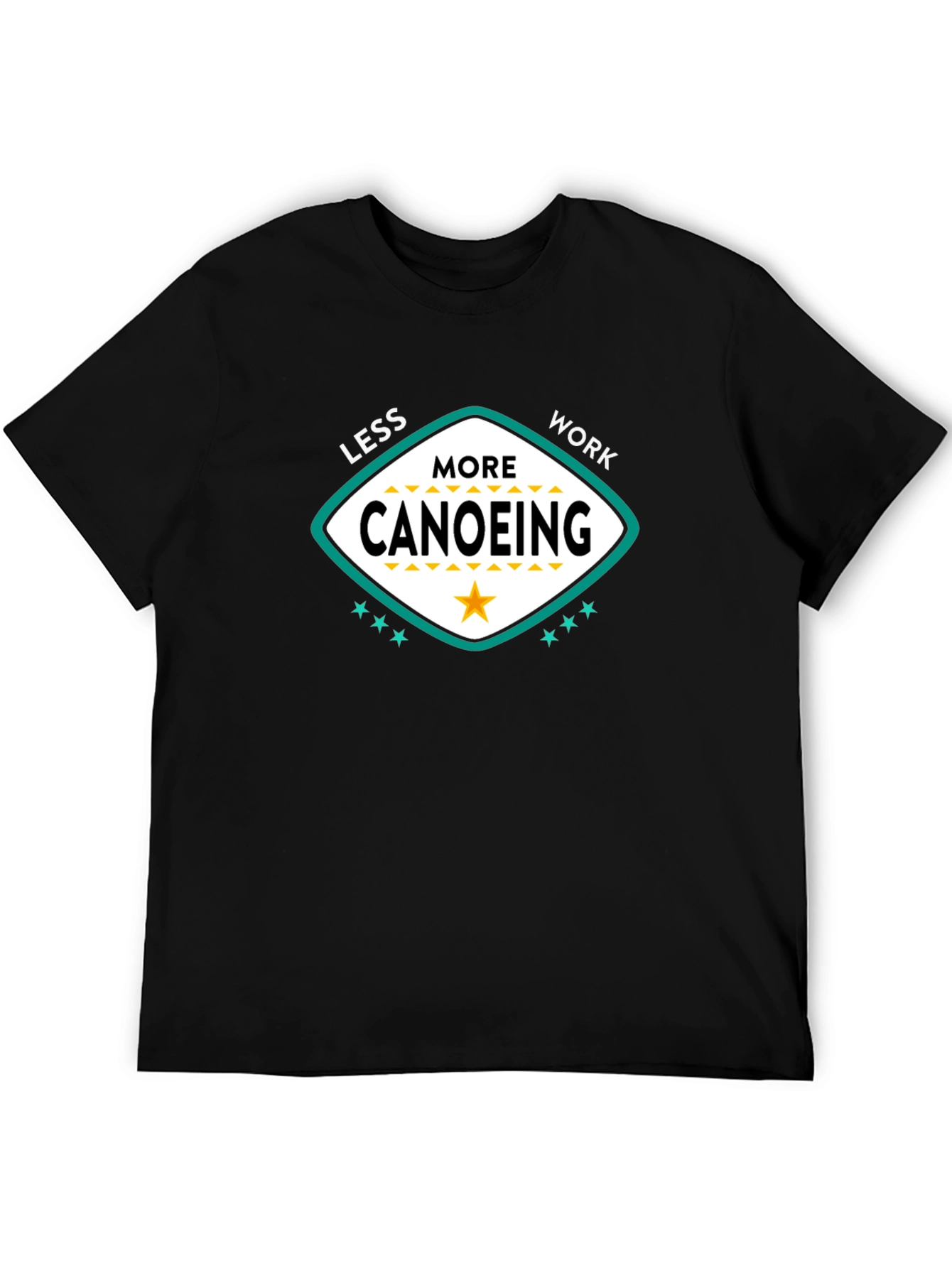 Black Less Work More Canoeing T-Shirt - Unisex view 5