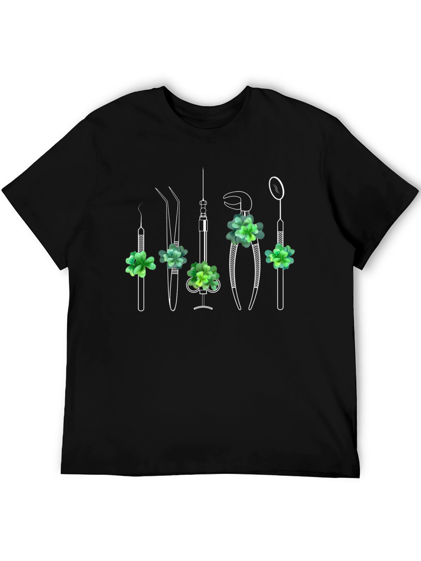 Black Dentist Tool Shamrock T-Shirt view 5