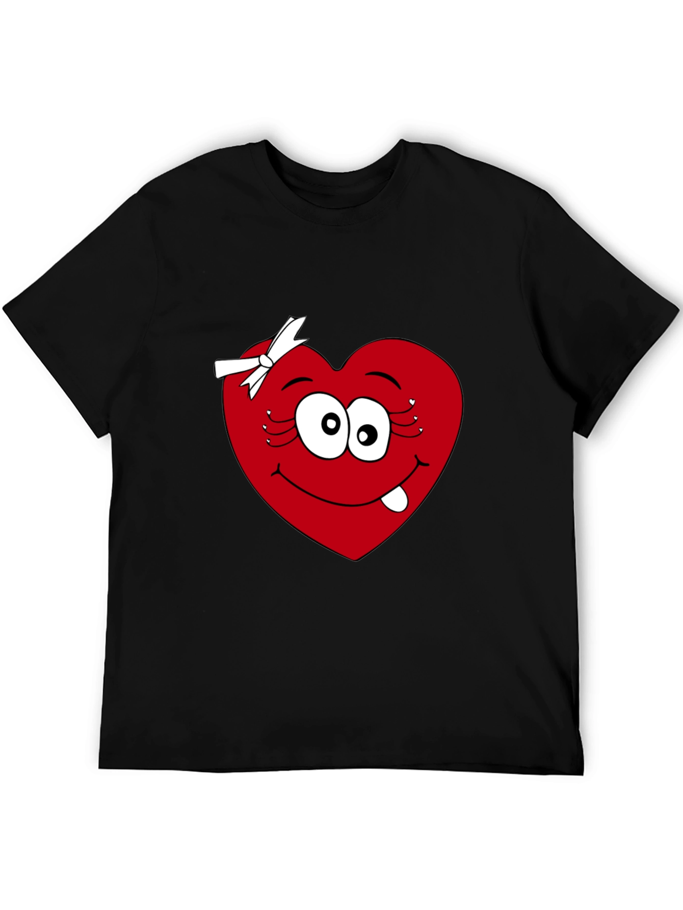 Black Funny Heart Face Black T-Shirt view 5