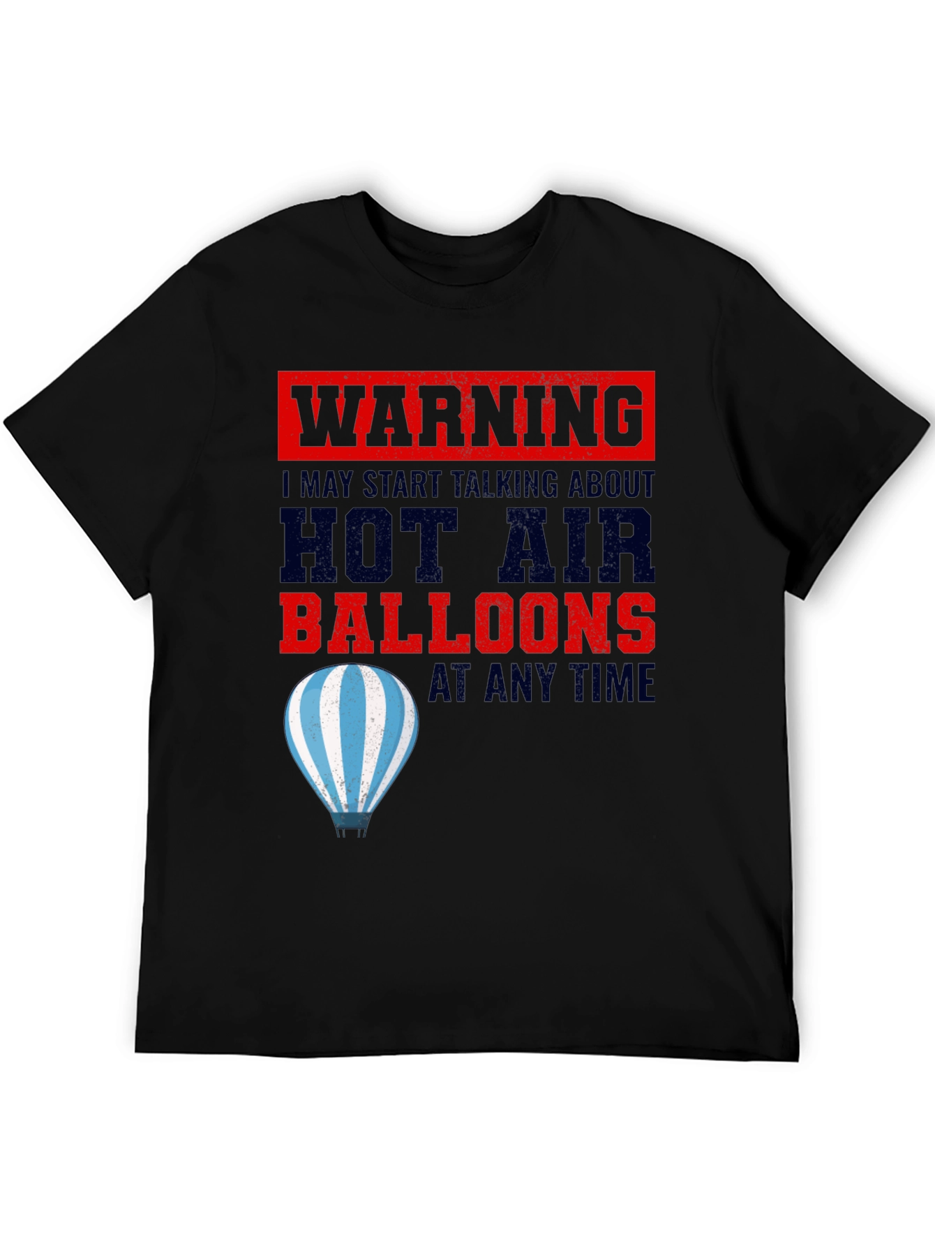 Black Warning Hot Air Balloons T-Shirt view 5
