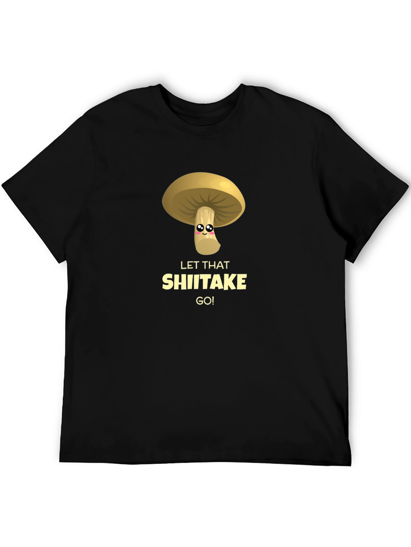 Black Funny Mushroom Shiitake Graphic T-Shirt view 5