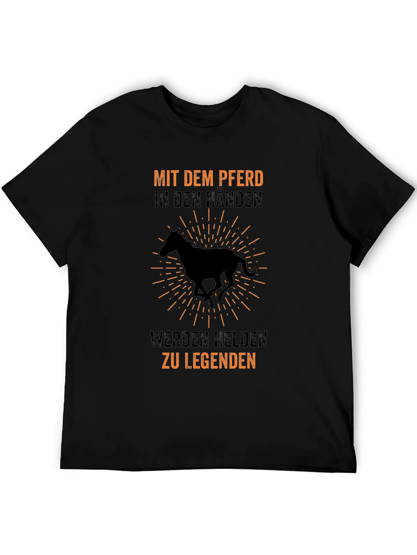 Black Horse Legend T-Shirt - "Mit dem Pferd in den Händen" Design view 5