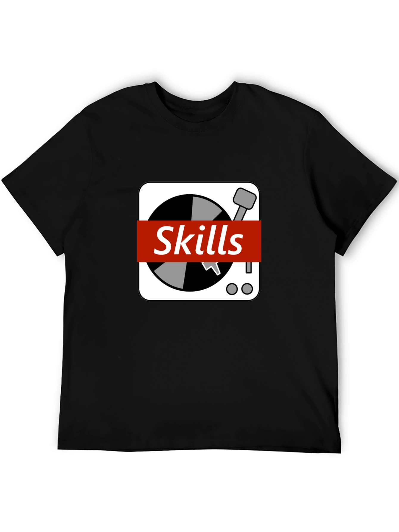 Black Skills DJ Turntable Graphic T-Shirt - Black view 5