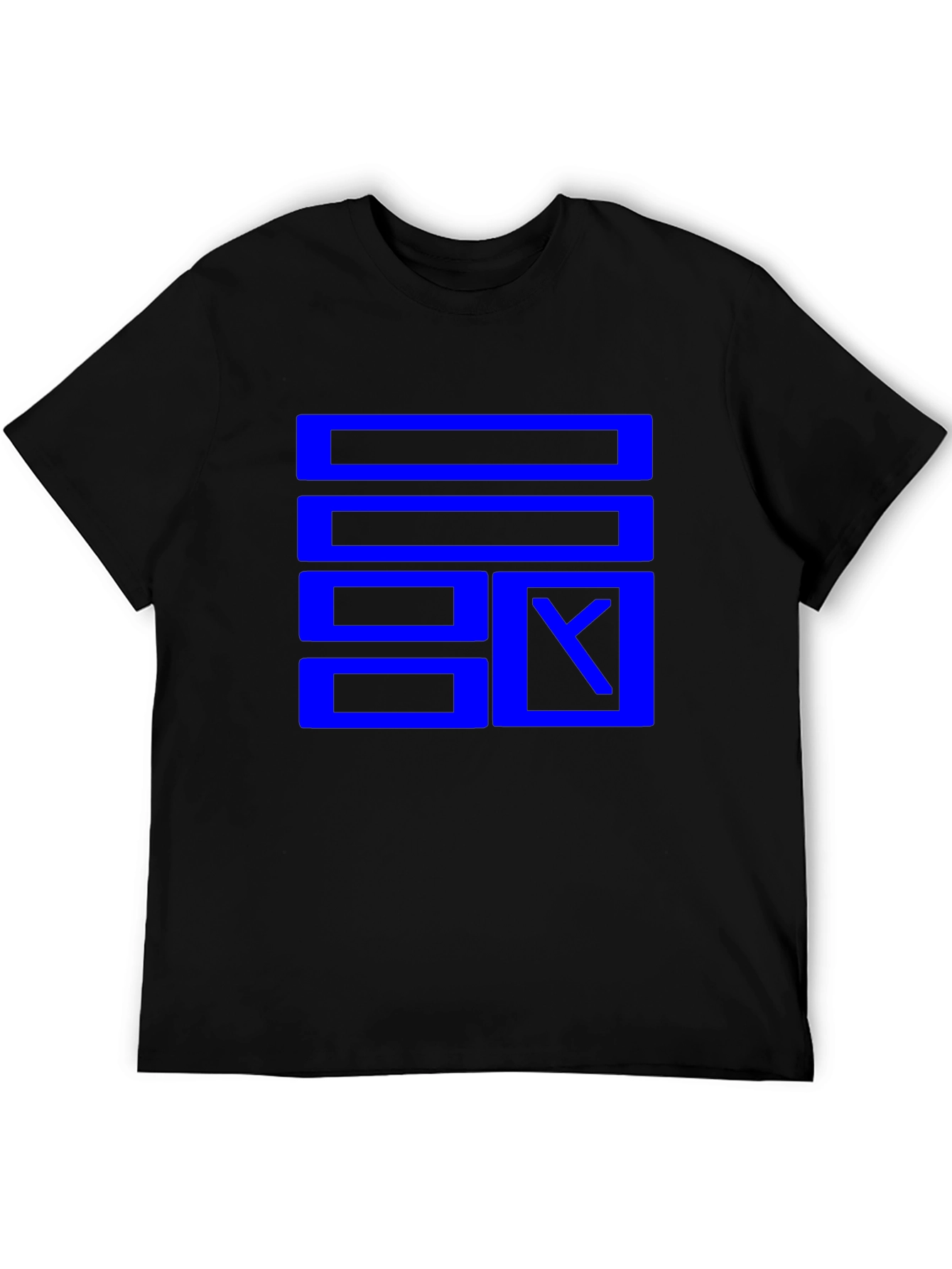 Black Geometric Blue Graphic Print Black T-Shirt view 5