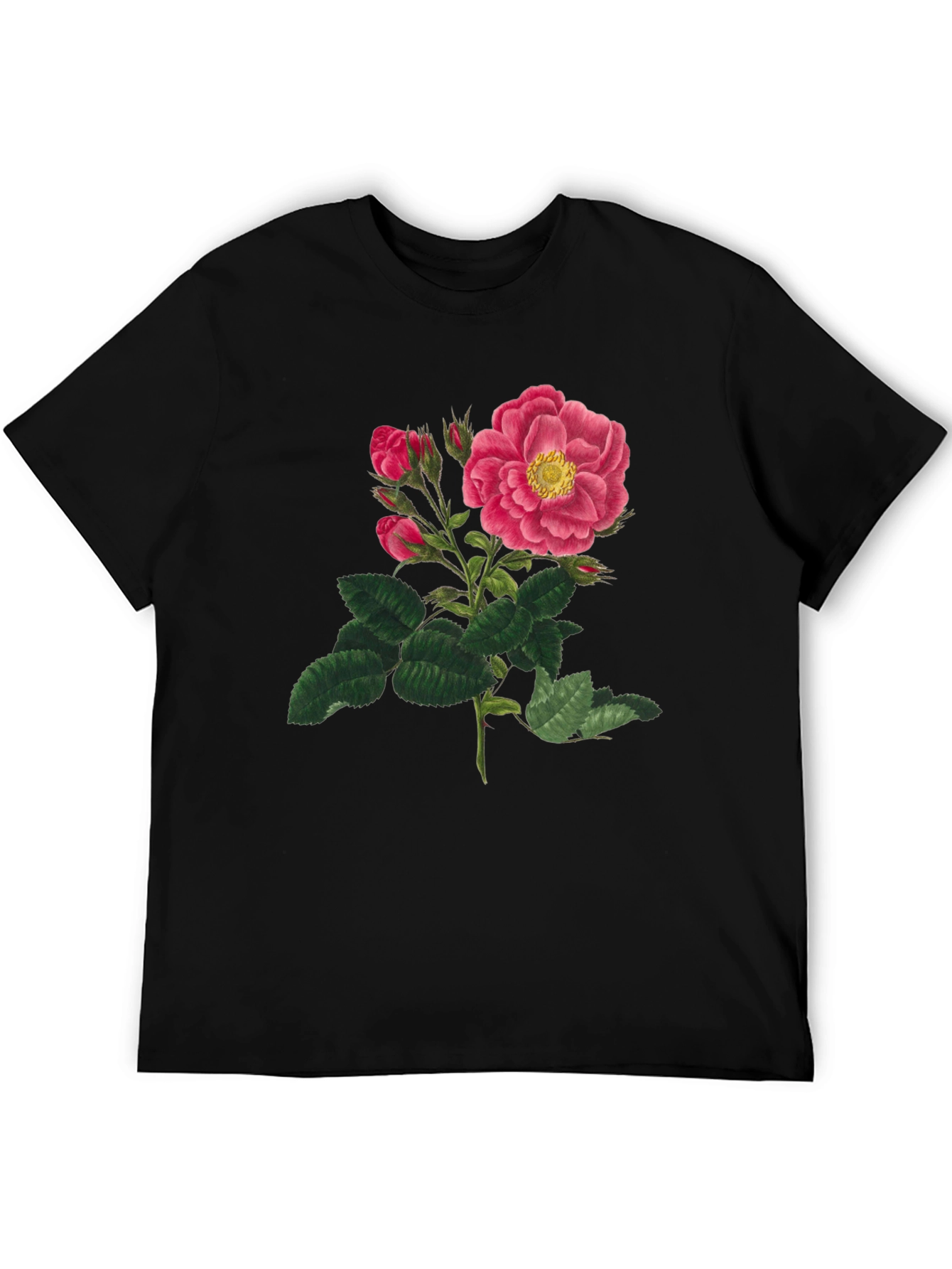Black Vintage Rose Graphic T-Shirt - Black view 5