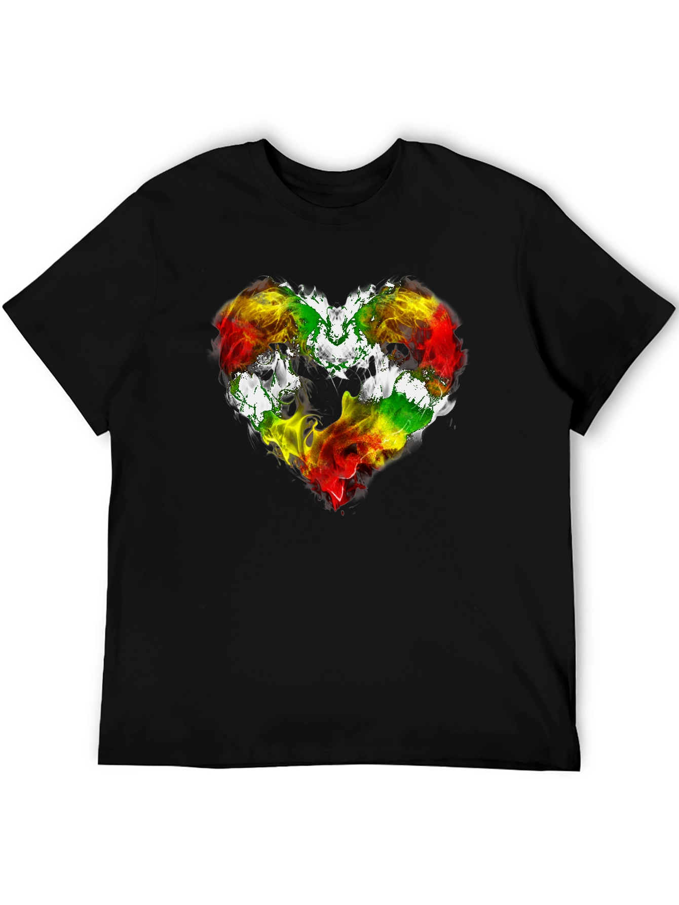 Black Rasta Heart Graphic T-Shirt - Love Reggae Music view 5