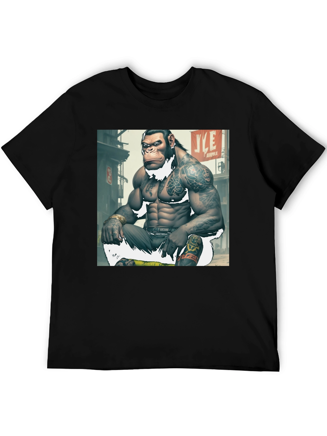 Black Tattooed Gorilla Graphic Tee - Urban Ape Style view 5