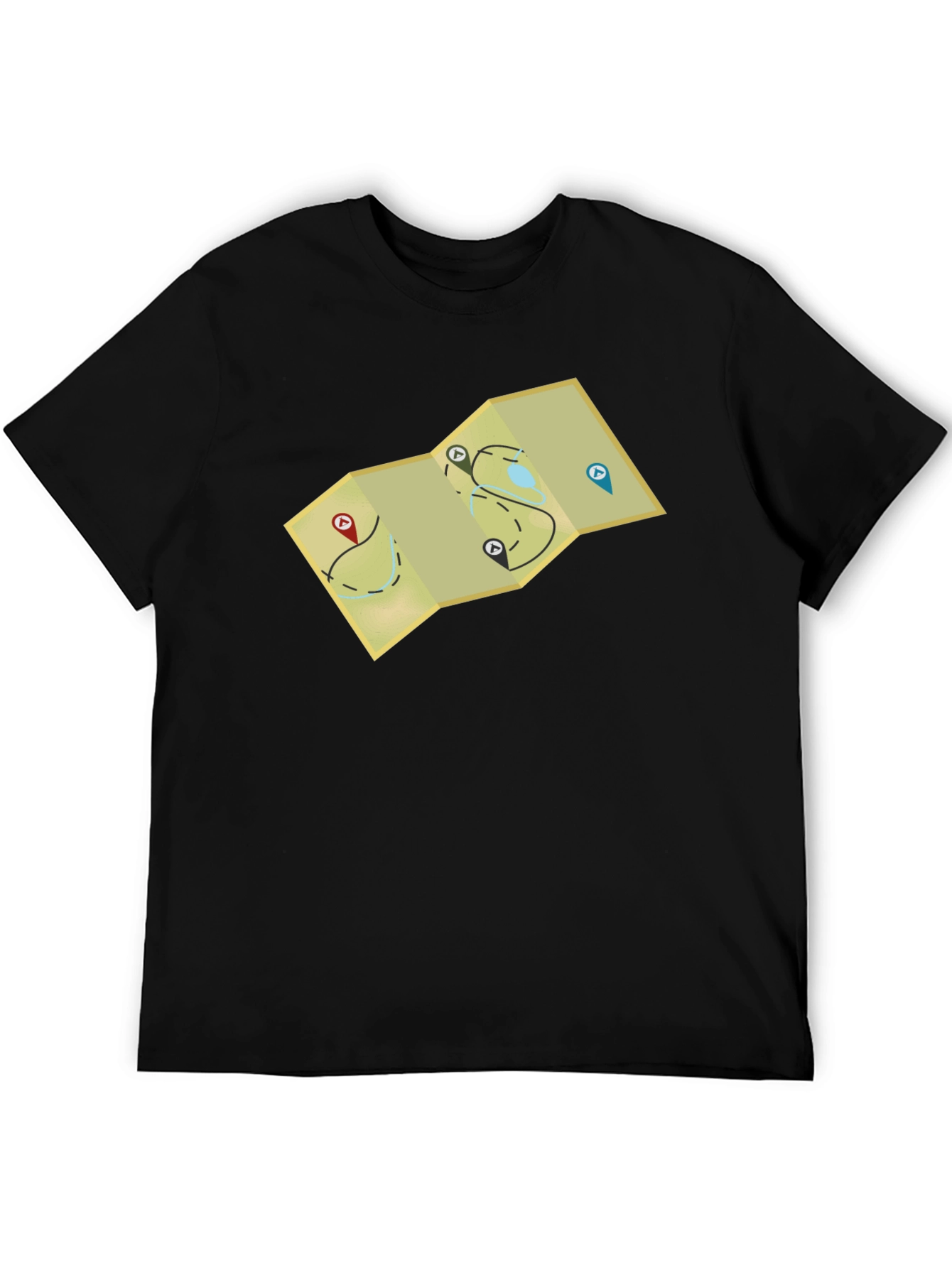 Black Adventure Map Graphic Tee - Black Cotton Blend view 5