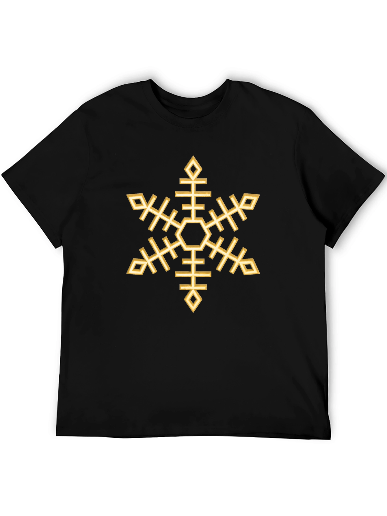 Black Geometric Snowflake Graphic Tee - Black Cotton Blend view 5